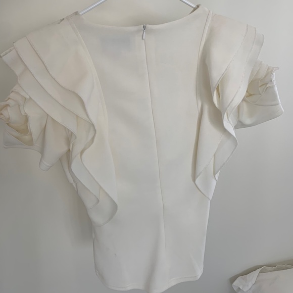White Ruffle Sleeve Shirt - Picture 3 of 3